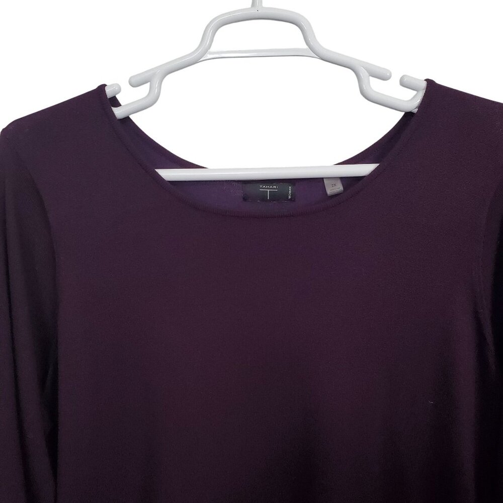Tahari Woman 2X Top Light Knit Tunic Stretch Rayon Blend Casual Chic Minimalist - Picture 4 of 12
